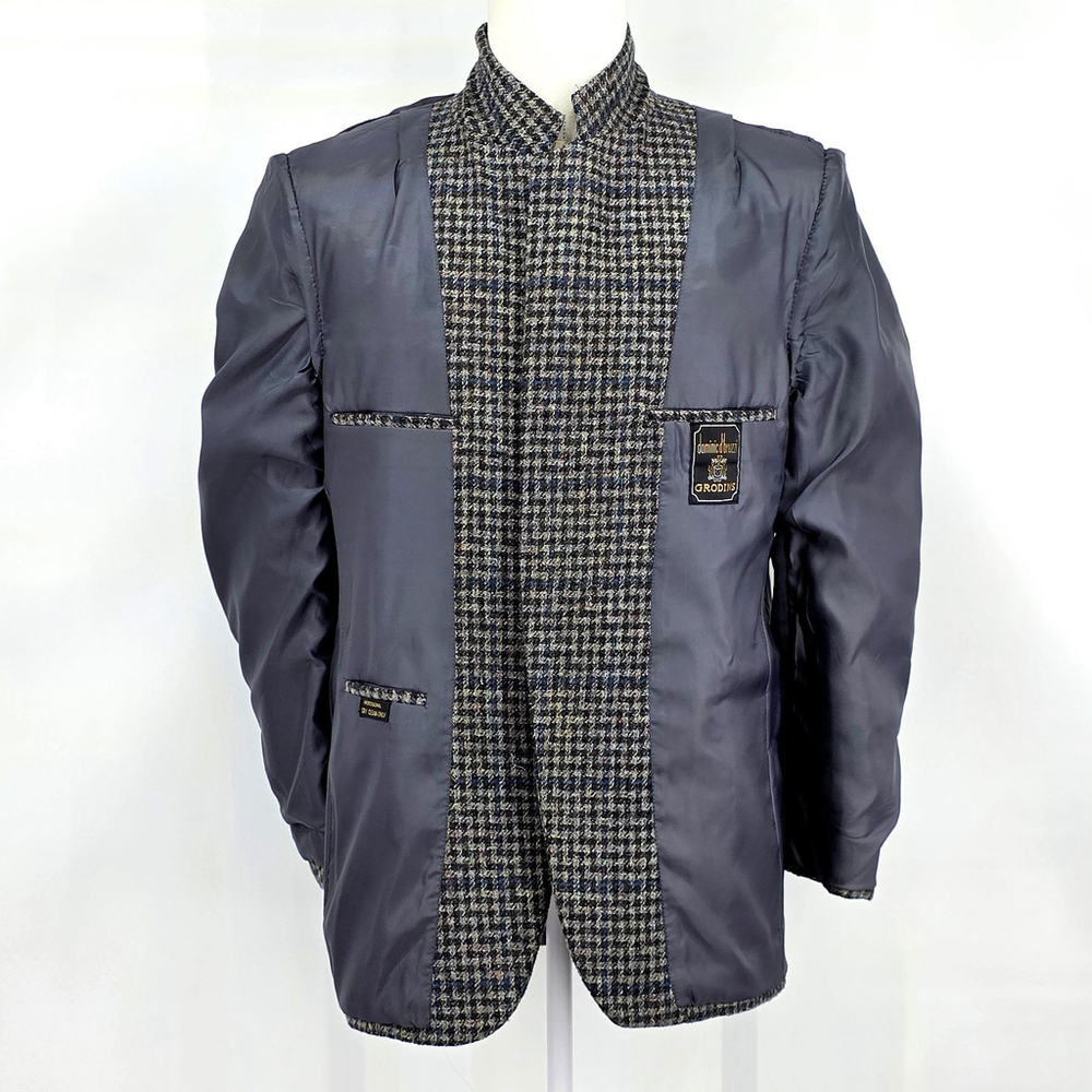 Quiet Luxury Dominic d’bruzzi Grodins Tweed Blazer Men’s M Blue Check - Picture 8 of 16